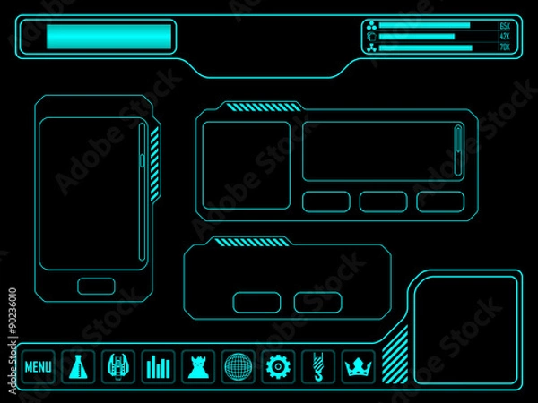 Fototapeta Vector elements for space video game