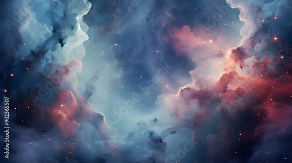 Fototapeta Alluring Ether Cloud Formations in the Vast Cosmos - Vibrant Hues Against a Cosmic Backdrop