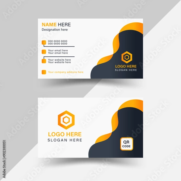 Fototapeta online free professional double sided corporate business card design vector. Modern business card  orange ,yellow Gradient colors.