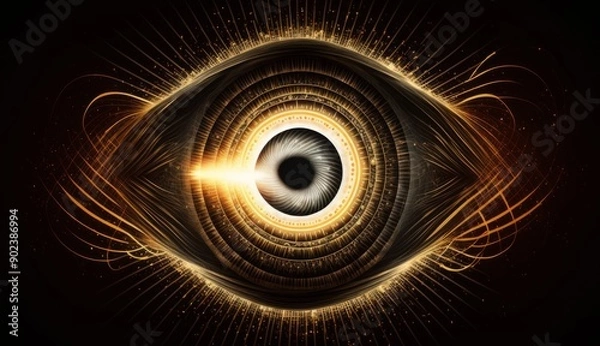 Fototapeta Digital Vision: Binary Vortex Forms Eye of Artificial Intelligence