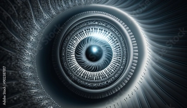 Fototapeta Digital Vision: Binary Vortex Forms Eye of Artificial Intelligence