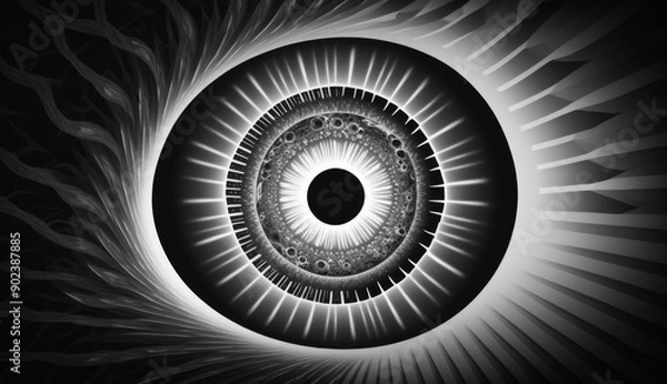 Fototapeta Digital Vision: Binary Vortex Forms Eye of Artificial Intelligence