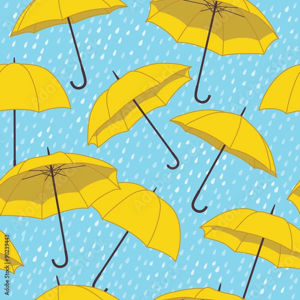 Fototapeta Vector seamless pattern with bright umbrellas