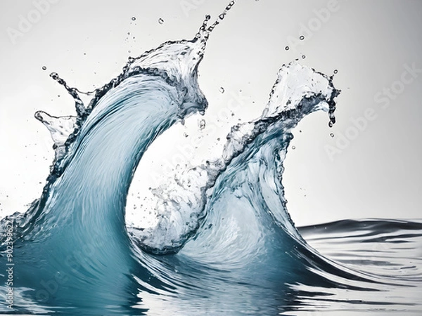 Obraz Dynamic Water Splash Isolated on a White Background