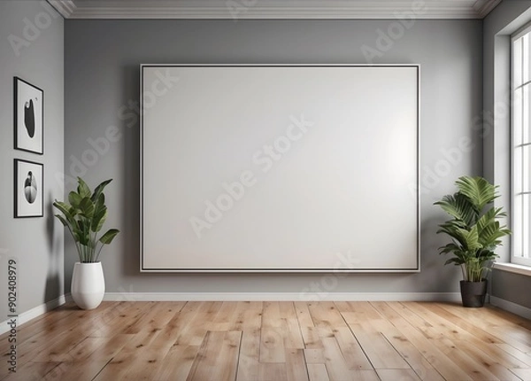 Fototapeta mock up poster frame in interior background. 3D Illustration
