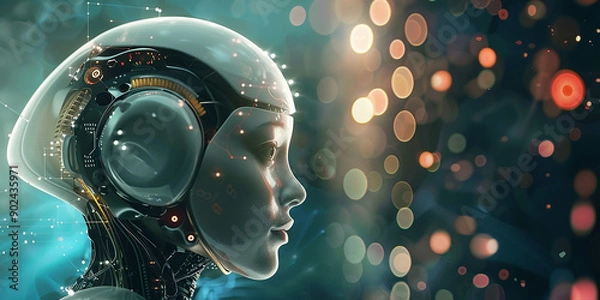 Fototapeta The concept of learning and interaction with artificial intelligence