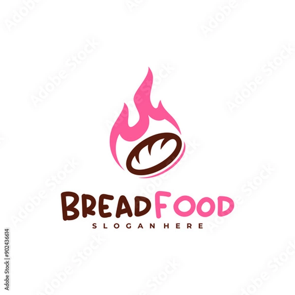 Obraz Fire bread logo vector template, Creative hot bread logo design concepts
