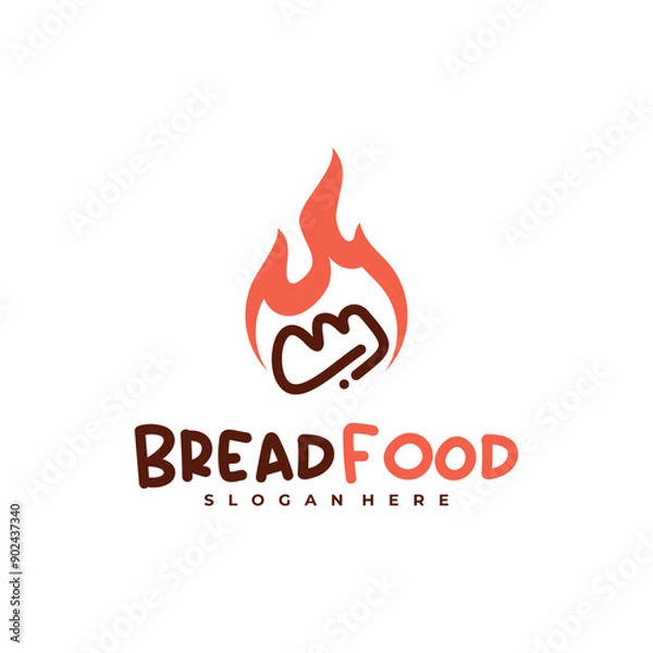 Obraz Fire bread logo vector template, Creative hot bread logo design concepts