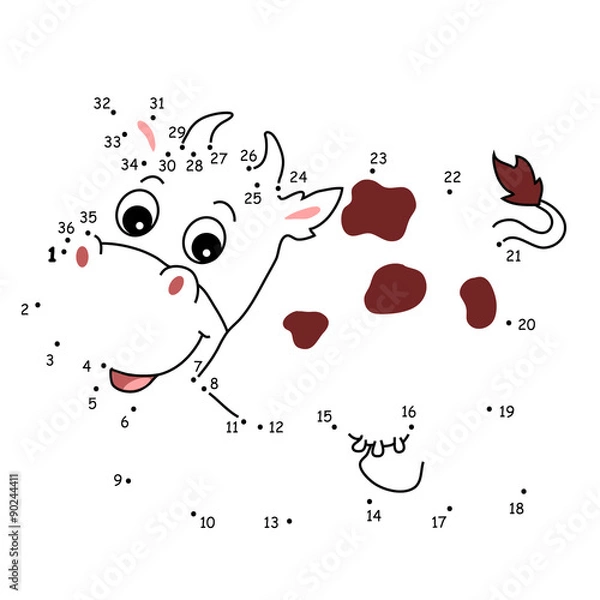 Obraz il gioco dei puntini, mucca