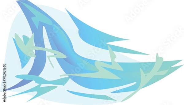 Fototapeta Abstract blue and green shape flowing on a white background