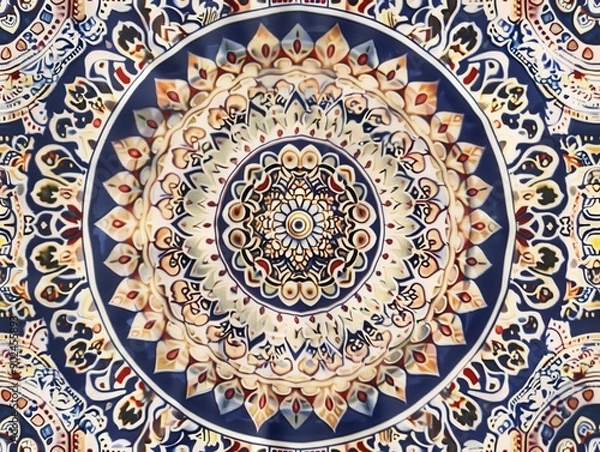 Fototapeta Ornamental round lace pattern vector, seamless floral mandala for antique decor