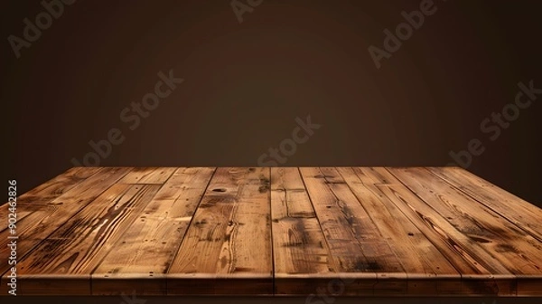 Fototapeta Perspective view of wood or wooden table top corner on isolated background including clipping path