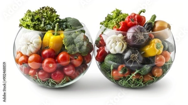Fototapeta World food day concept with Various vegetables in Glass dome,world vegetable day,vegetable on the world,fresh different vegetable,vegan day,world food day,copy space,selective focus.