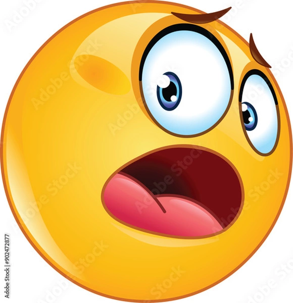 Fototapeta Horrified emoji emoticon looking back