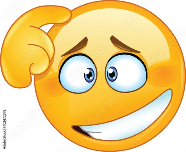 Obraz Puzzled emoji emoticon scratching its head