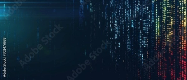 Obraz Colorful Abstract Digital Data Flow in a Cyber Environment During Nighttime Visual Display