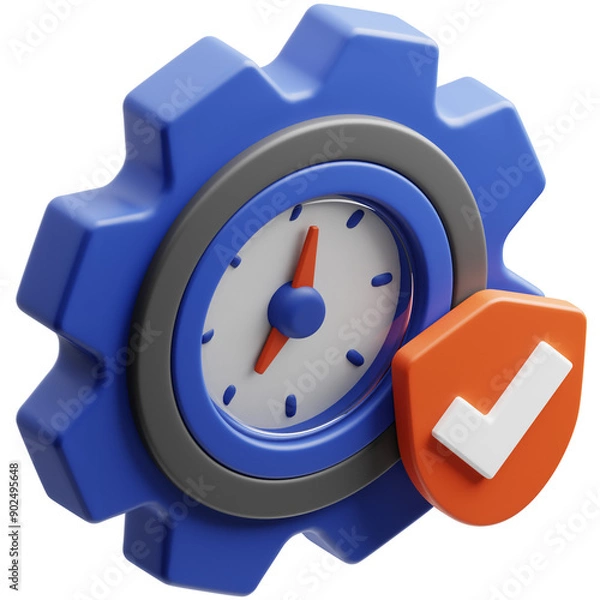 Fototapeta Time Management Icon 3D Illustration. Remote Work Theme.