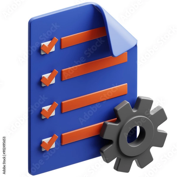 Fototapeta Task Management Icon 3D Illustration. Remote Work Theme.