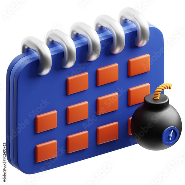 Fototapeta Deadline Icon 3D Illustration. Remote Work Theme.