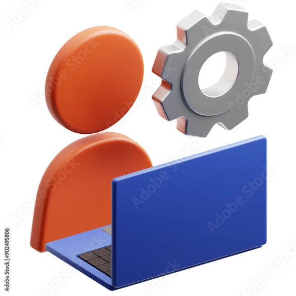 Fototapeta Freelance Work Icon 3D Illustration. Remote Work Theme.