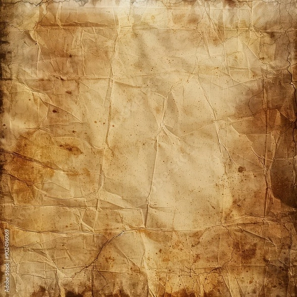 Fototapeta Aged, Wrinkled, and Stained Paper Texture