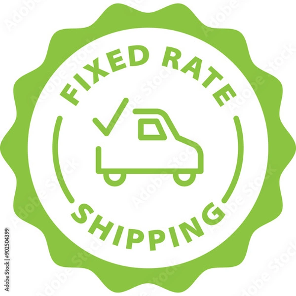 Fototapeta green fixed rate shipping outline icon round rounded circle badge stamp label isolated on transparent background