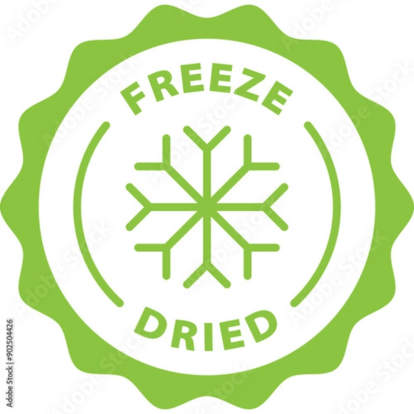 Fototapeta green freeze dried outline icon round rounded circle badge stamp label isolated on transparent background