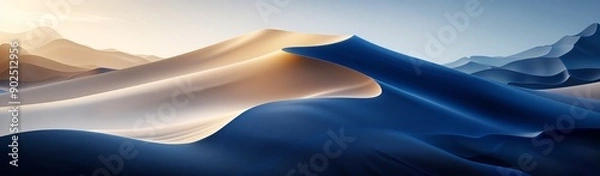 Fototapeta beautiful abstract dark, blue, beige and ivory flow background with waves, look like dunes
