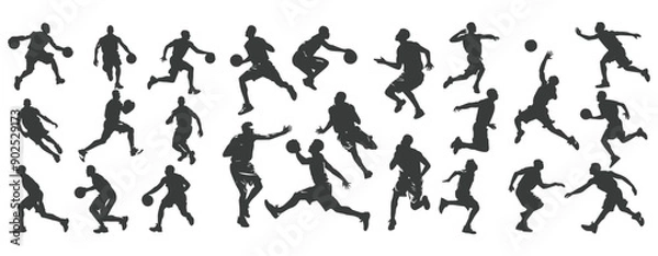 Fototapeta collection Illustration of a silhouette of basketball player movement ,generative ai