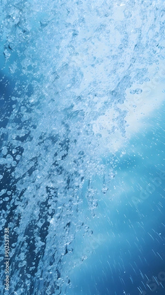 Fototapeta Digital technology blue and white water element abstract graphic poster background with generative