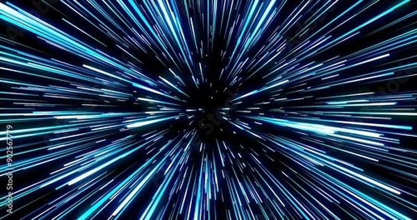 Fototapeta Image of passing through space with stars shining brightly. Sci-fi warp and cyber future concepts. Abstract image for background. 