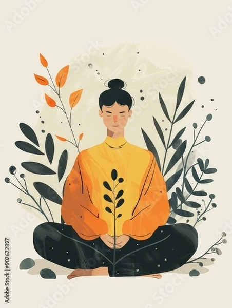 Fototapeta Mindful Communication Card for Wellness Generative AI