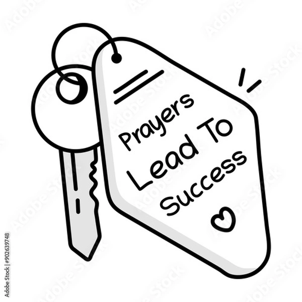 Obraz Success key with islamic typography, doodle icon 

