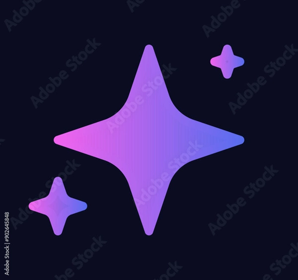 Obraz Artificial intelligence icon, ai stars symbol, machine learning, generate image and text, data assistant, computer help on background flat vector illustration.
