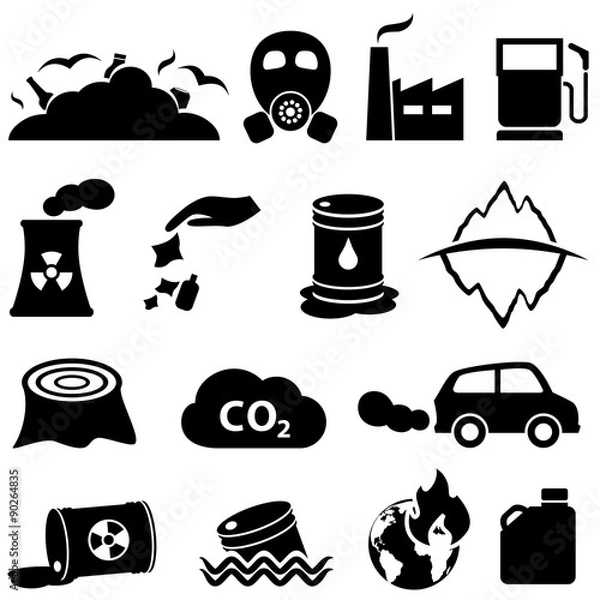 Obraz Pollution and environment icons