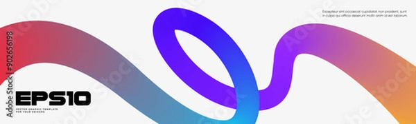 Fototapeta Wavy shape with Colorful Gradient. Vector illustration.	