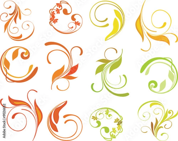 Fototapeta zwinięte elementy kwiatowe do projektu