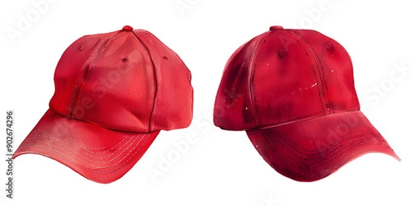 Fototapeta  set two red hats/ caps clipart illustration on transparent background republican party in usa