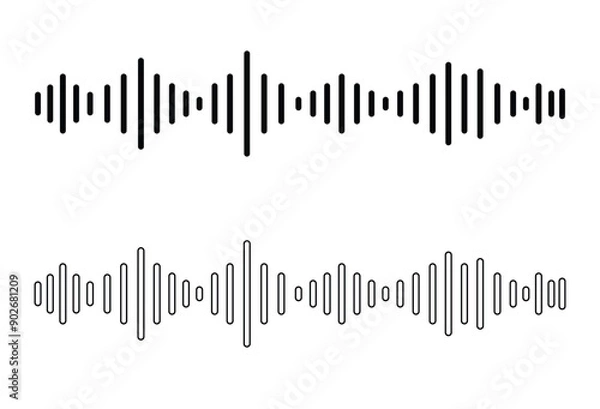 Fototapeta Black Audio technology, music sound waves vector icon illustration. Sound wave vector icon, Sound waves icon vector isolated on white background, Sound waves sign, line or linear symbol. Eps file 169.