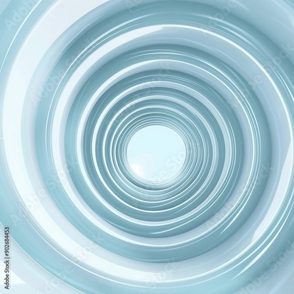 Fototapeta An abstract white circular tunnel with a light center, symbolizing focus and direction, set against a modern, minimalistic backdrop.