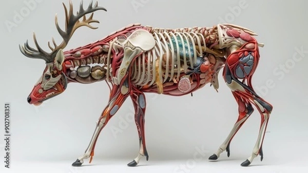 Fototapeta Detailed Anatomical Model of a Deer Exhibiting Internal Organs and Musculature Features in a Studio Setting