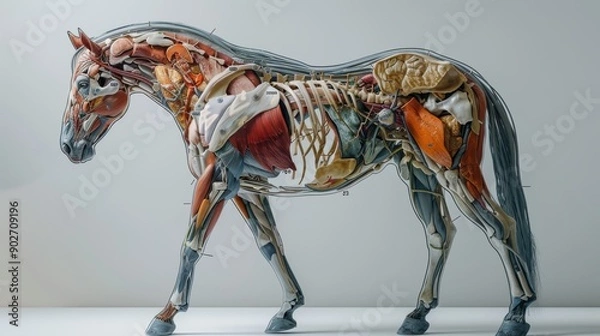 Fototapeta Anatomical Model of a Horse Displaying Detailed Internal Structure in Educational Setting