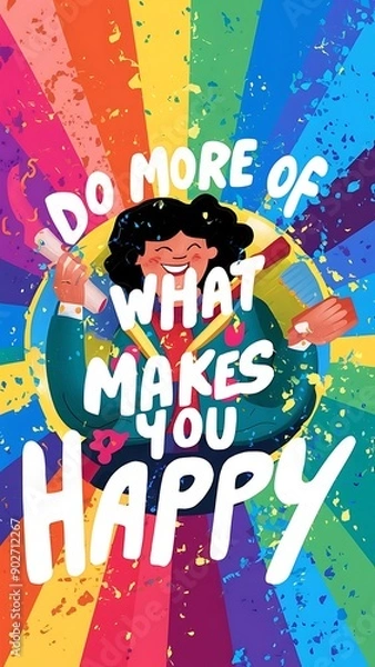 Obraz Do more what makes you Happy colorful background and text (T-shirt Design Motivational Quote, Illustration ,Typography)