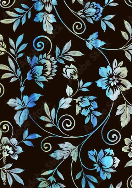 Obraz 사라사 문양의 덩굴줄기 꽃