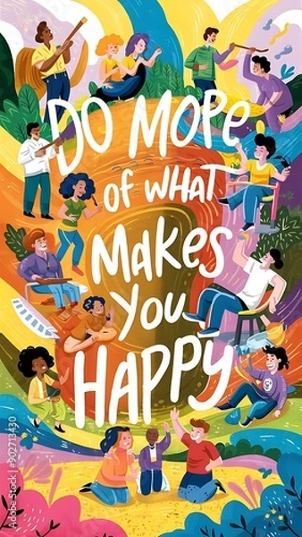 Obraz Do more what makes you Happy colorful background and text (T-shirt Design Motivational Quote, Illustration ,Typography)