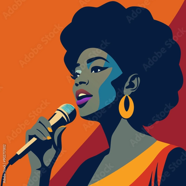 Obraz black hip-hop gangsta girl vector illustration