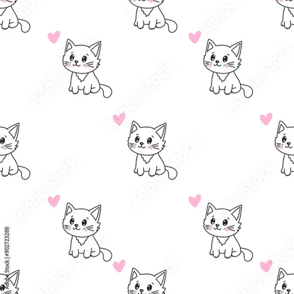 Fototapeta seamless pattern with cats