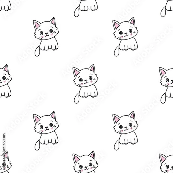 Fototapeta seamless pattern with cats