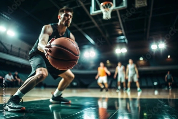 Obraz basketball game focus on ball