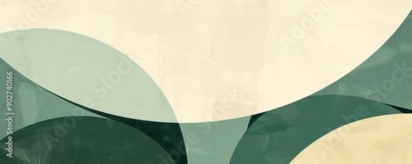 Fototapeta Minimalist geometric shapes design with modern abstract pattern in green and beige tones